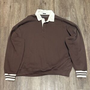 Abercrombie & Fitch Brown Oversized Polo Sweatshirt